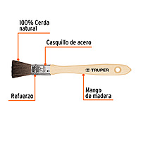 Brocha pelo de camello, mango de madera, 1/2' - BRT-1/2C / 12465