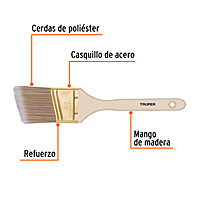 Brocha cerdas sintéticas, mango madera,corte angular, 2-1/2' - BRT-2-1/2AS / 13340 Brocha cerdas sintéticas, mango madera,corte angular, 2-1/2' - BRT-2-1/2AS / 13340
