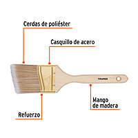 Brocha cerdas sintéticas, mango madera,corte angular, 3' - BRT-3AS / 13341