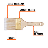 Brocha cerdas sintéticas,mango de madera, corte recto, 3' - BRT-3S / 13346