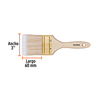 Brocha cerdas sintéticas,mango de madera, corte recto, 3' - BRT-3S / 13346