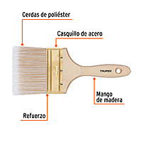 Brocha cerdas sintéticas,mango de madera, corte recto, 4' - BRT-4S / 13347