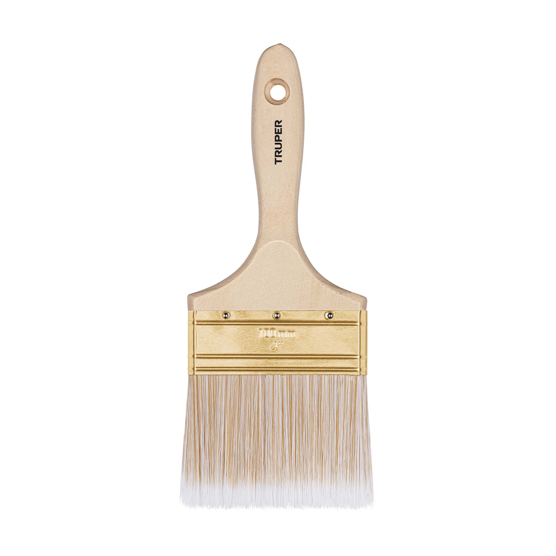 Brocha cerdas sintéticas,mango de madera, corte recto, 4' - BRT-4S / 13347
