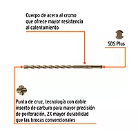 Broca SDS Plus 3/8 x 8', Truper, 101145 - BS-3/8X8