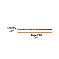 Broca SDS Plus 3/8 x 8', Truper, 101145 - BS-3/8X8