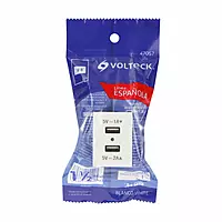 Toma con 2 puertos USB, 1.5 módulos, línea Española, blanco - C2USB-EB / 47057 Toma con 2 puertos USB, 1.5 módulos, línea Española, blanco - C2USB-EB / 47057