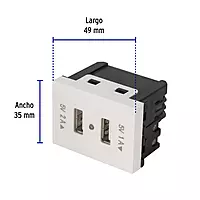 Toma con 2 puertos USB, 1.5 módulos, línea Española, blanco - C2USB-EB / 47057 Toma con 2 puertos USB, 1.5 módulos, línea Española, blanco - C2USB-EB / 47057