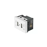Toma con 2 puertos USB, 1.5 módulos, línea Española, blanco - C2USB-EB / 47057 Toma con 2 puertos USB, 1.5 módulos, línea Española, blanco - C2USB-EB / 47057