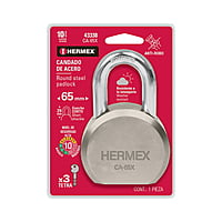 Candado redondo, 65mm, gancho largo, llave tetra, blister - CA-65LX / 43339 Candado redondo, 65mm, gancho largo, llave tetra, blister - CA-65LX / 43339
