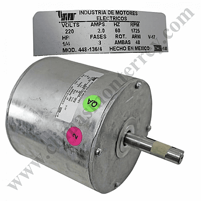 Motor Condensador, 1/4 Hp, Fases 3,448-136/4, 220V, 2.0A, 60Hz, 1725 Rpm, Armazon 48 - 448-136/4