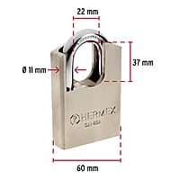 Candado de acero, máxima seguridad, 60mm, llave anti-ganzúa - CAI-60A / 43335 Candado de acero, máxima seguridad, 60mm, llave anti-ganzúa - CAI-60A / 43335