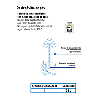 CALE-38D-N Calentador de Deposito, 38L, gas natural, 1 servicio Foset CALE-38D-N Calentador de Deposito, 38L, gas natural, 1 servicio Foset