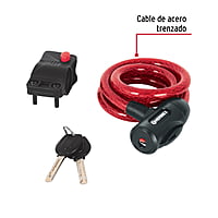 Candado de cable con llave, 12 mm X 1.0 m - CB-12 / 43923