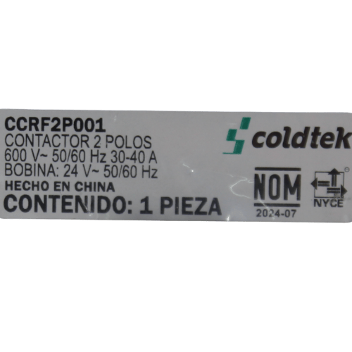Contactor, 2 Polos, 30A Carga, Resistividad 40A, Bobina 24V DC - CCRF2P001 Contactor, 2 Polos, 30A Carga, Resistividad 40A, Bobina 24V DC - CCRF2P001