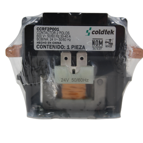 Contactor, 2 Polos, 30A Carga, Resistividad 40A, Bobina 24V DC - CCRF2P001