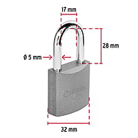 Candado de hierro, 32 mm, gancho largo, caja - CH-32L / 43793