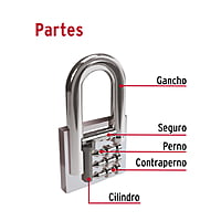 Candado de hierro, 38mm, gancho largo, caja - CH-38L / 43323