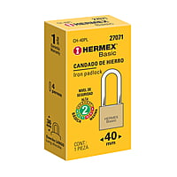 Candado de hierro, color laton, 40mm, largo, caja, Basic - CH-40PL / 27071