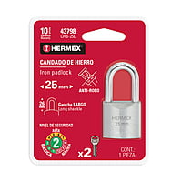 Candado de hierro, 25mm, gancho largo, blister - CHB-25L / 43798 Candado de hierro, 25mm, gancho largo, blister - CHB-25L / 43798