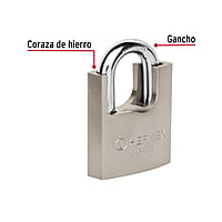 Candado de hierro con coraza, 60mm, llave anti-ganzúa - CHR-60A / 43314 Candado de hierro con coraza, 60mm, llave anti-ganzúa - CHR-60A / 43314