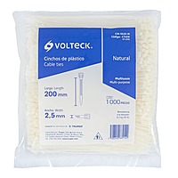 Bolsa con 1000 cinchos plásticos 18lb, 200x2.5 mm, naturales - CIN-1820-M / 47459 Bolsa con 1000 cinchos plásticos 18lb, 200x2.5 mm, naturales - CIN-1820-M / 47459