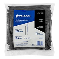 Bolsa con 1000 cinchos plásticos 18 lb, 200x2.5 mm, negros - CIN-1820N-M / 47467 Bolsa con 1000 cinchos plásticos 18 lb, 200x2.5 mm, negros - CIN-1820N-M / 47467