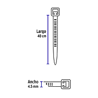 Bolsa con 25 cinchos plásticos 50 lb, 400x4.5 mm, negros - CIN-5040N / 44330 Bolsa con 25 cinchos plásticos 50 lb, 400x4.5 mm, negros - CIN-5040N / 44330