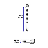 Bolsa con 25 cinchos plásticos 50 lb, 600x4.5 mm, negros - CIN-5060N / 48989