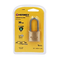 Candado de latón, 30mm, gancho largo, blister, Hermex Basic - CL-30LP / 23516 Candado de latón, 30mm, gancho largo, blister, Hermex Basic - CL-30LP / 23516