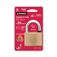 Candado de latón, 50mm, gancho largo, blister - CL-50L / 43439