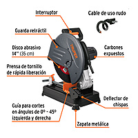 Tronzadora / cortadora de metales, 14', industrial, 2,200 W - CM-14N / 11723