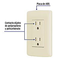 Contacto dúplex aterrizado, color marfil, línea Italiana - CODO-I / 48110 Contacto dúplex aterrizado, color marfil, línea Italiana - CODO-I / 48110