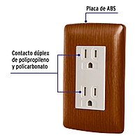 Contacto dúplex aterrizado, color madera, línea Italiana  - CODO-IM / 49809