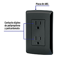 Contacto dúplex aterrizado, color negro, línea Italiana - CODO-IN / 47588 Contacto dúplex aterrizado, color negro, línea Italiana - CODO-IN / 47588