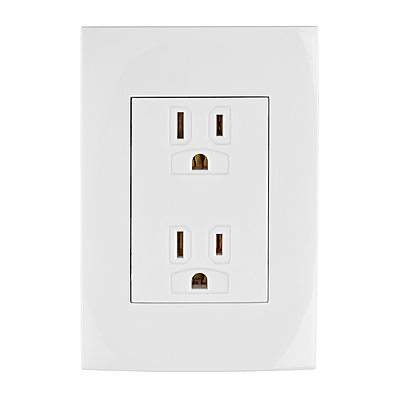Contacto dúplex, 2 polos + tierra, línea Oslo, blanco - CODO-OB / 48309