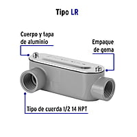 Condulet 1/2' conexión tipo LR, Volteck - COLET-1/2-LR / 46973