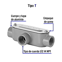 Condulet 1/2' conexión tipo T, Volteck - COLET-1/2-T / 46979