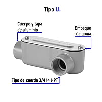 Condulet 3/4' conexión tipo LL, Volteck - COLET-3/4-LL / 46977