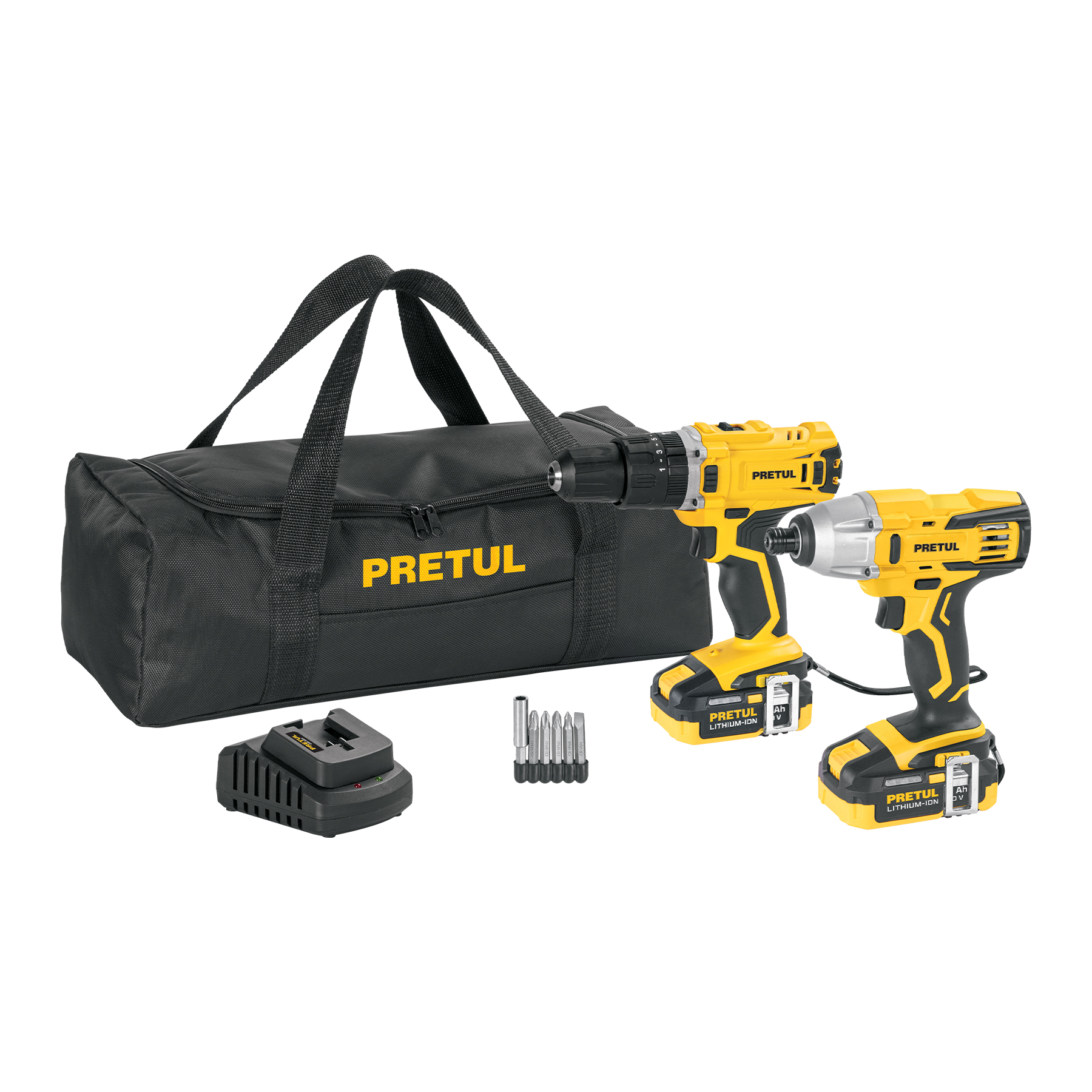 Combo rotomartillo/destornillador impacto, 20V, PRETUL, 29020 - COMBO-20P