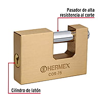 Candado antipalanca, 75mm, cuerpo de latón llave tradicional - COR-75 / 43357