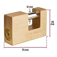 Candado antipalanca, 75mm, cuerpo de latón, llave tetra - COR-75X / 43353