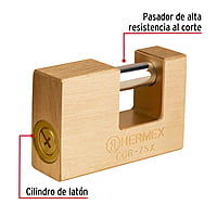 Candado antipalanca, 75mm, cuerpo de latón, llave tetra - COR-75X / 43353