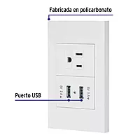 Placa armada 1contacto, 2puertos USB, 1.5mod,Española,blanco - COUSB-EB / 45603