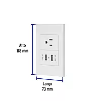 Placa armada 1contacto, 2puertos USB, 1.5mod,Española,blanco - COUSB-EB / 45603
