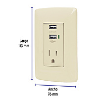 Contacto aterrizado + 2 puertos USB, marfil, línea Italiana - COUSB-I / 48064 Contacto aterrizado + 2 puertos USB, marfil, línea Italiana - COUSB-I / 48064