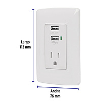 Contacto aterrizado + 2 puertos USB, blanco, línea Italiana - COUSB-IB / 48065 Contacto aterrizado + 2 puertos USB, blanco, línea Italiana - COUSB-IB / 48065