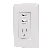 Contacto aterrizado + 2 puertos USB, blanco, línea Italiana - COUSB-IB / 48065 Contacto aterrizado + 2 puertos USB, blanco, línea Italiana - COUSB-IB / 48065
