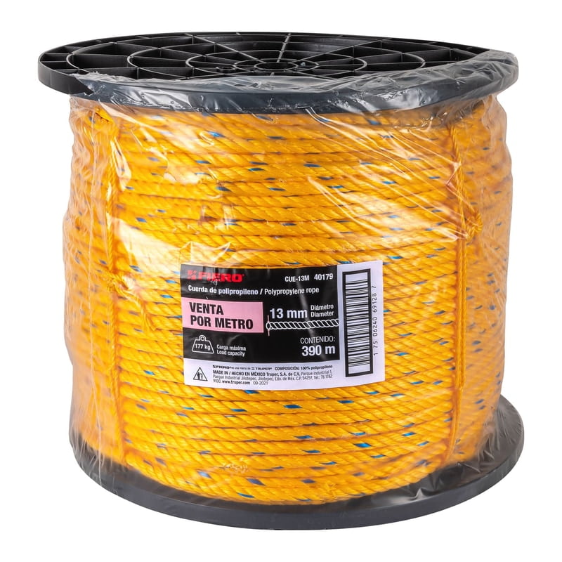 Kilo de cuerda amarilla de polipropileno 13 mm, rollo 30 kg - CUE-13M / 40179 Kilo de cuerda amarilla de polipropileno 13 mm, rollo 30 kg - CUE-13M / 40179
