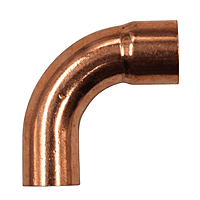 Codo Cobre Radio Largo Bushing 90º, Interior 1/2, Exterior 5/8  - CXC-272-0050