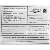 Boiler de Paso 12 litros CLUXER, Gas Natural, Blanco, Series Phoenix - CXCPGN12L